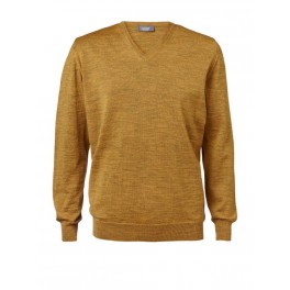 Merino sweater med V-hals i curry Merino sweater med V-hals i curry
