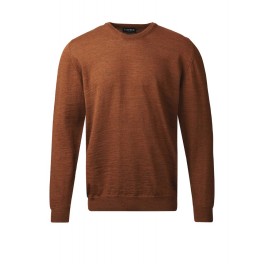Behagelig merino uld sweater med rund hals - gyldenbrun Behagelig merino uld sweater med rund hals - gyldenbrun