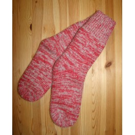 Wool blend ragsok - rød/grå twistgarn Wool blend ragsok - rød/grå twistgarn