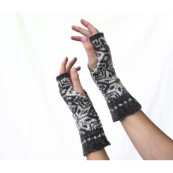 Mohair h&aring;ndledsvarmere - Koksgr&aring; m&oslash;nster