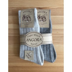 Angora sokker - 2 par: lysegr&aring;/gr&aring;