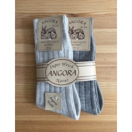 Angora sokker - 2 par: lysegr&aring;/gr&aring;