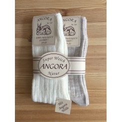 Angora sokker - 2 par: r&aring;hvid/lys beige